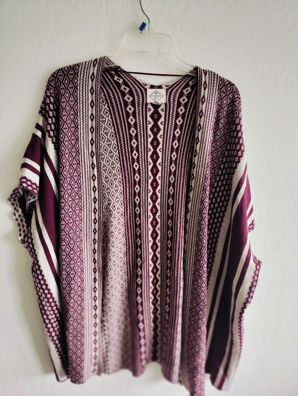 St. John's Bay Burgundy & Cream Kimono 0X Cotton Blend Western